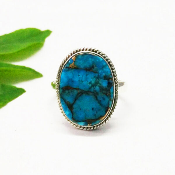 925 Sterling Silver Turquoise Ring Handmade Jewelry Gemstone Birthstone Ring front picture