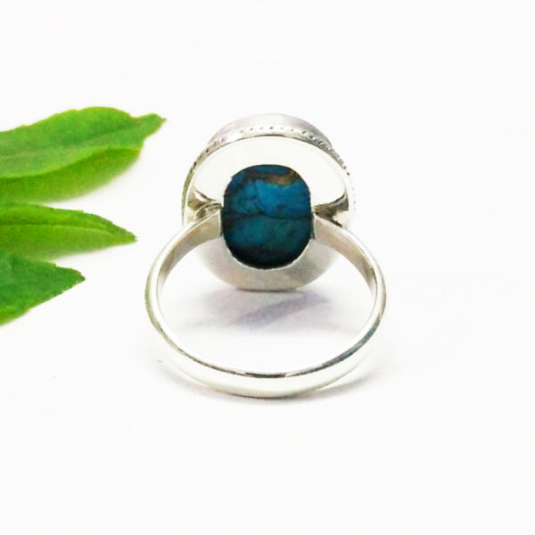 925 Sterling Silver Turquoise Ring Handmade Jewelry Gemstone Birthstone Ring back picture