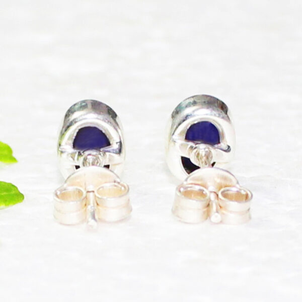 925 Sterling Silver Blue Sapphire Earrings Handmade Jewelry Gemstone Birthstone Earrings back picture