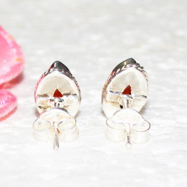 925 Sterling Silver Carnelian Earrings Handmade Jewelry Gemstone Birthstone Earrings back picture