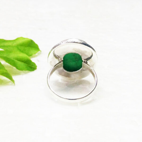 925 Sterling Silver Emerald Ring Handmade Jewelry Gemstone Birthstone Ring back picture