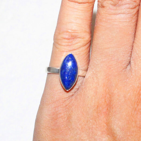 925 Sterling Silver Lapis Ring Handmade Jewelry Gemstone Birthstone Ring hand picture