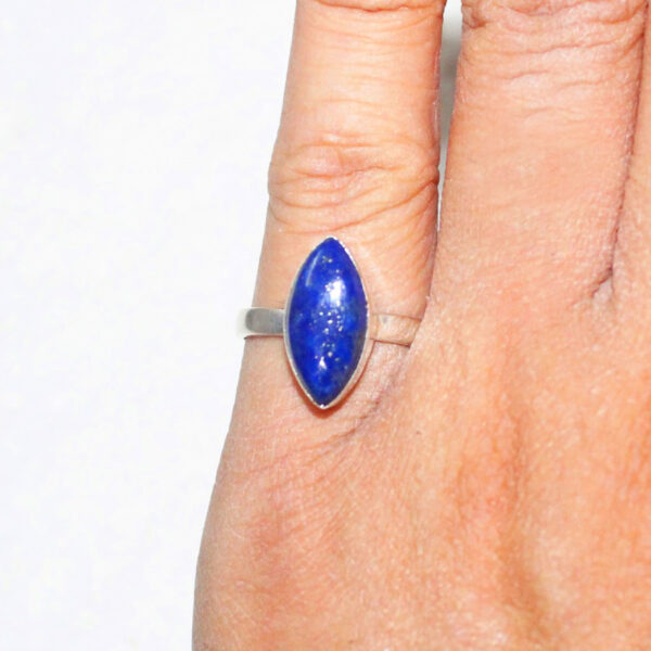 925 Sterling Silver Lapis Ring Handmade Jewelry Gemstone Birthstone Ring hand picture