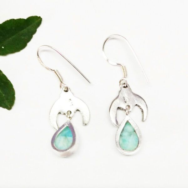 925 Sterling Silver Larimar Earrings Handmade Jewelry Gemstone Birthstone Earrings hand picture