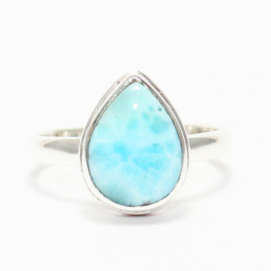 Larimar 925 Silver Plated Ring Fashion Handmade Jewelry US Size 6.5 R-24728