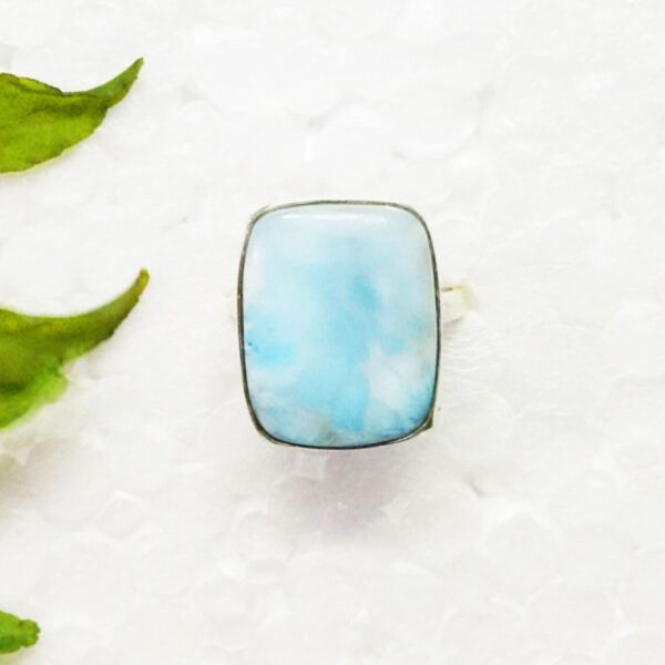 925 Sterling Silver Larimar Ring Handmade Jewelry Gemstone Birthstone Ring front picture