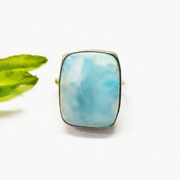 925 Sterling Silver Larimar Ring Handmade Jewelry Gemstone Birthstone Ring front picture