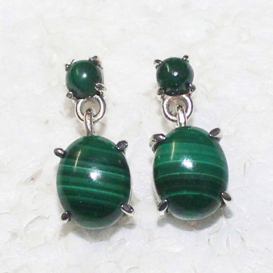 925 Sterling Silver Natural Malachite Earrings, Handmade Birthstone Jewelry, Silver Earrings Drop, Gift For Her