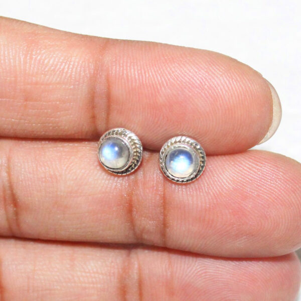 925 Sterling Silver Rainbow Moonstone Earrings Handmade Jewelry Gemstone Birthstone Earrings hand picture