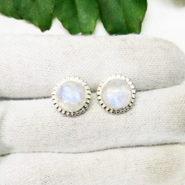 925 Sterling Silver Rainbow Moonstone Earrings Handmade Jewelry Gemstone Birthstone Earrings hand picture