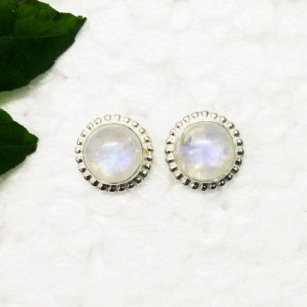 925 Sterling Silver Rainbow Moonstone Earrings Handmade Jewelry Gemstone Birthstone Earrings front picture