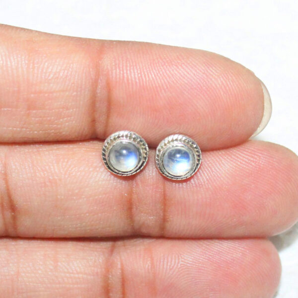 925 Sterling Silver Rainbow Moonstone Earrings Handmade Jewelry Gemstone Birthstone Earrings hand picture