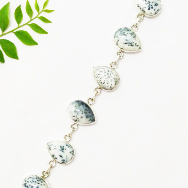 925 Sterling Silver Dendritic Opal Bracelet Handmade Jewelry Gemstone Birthstone Bracelet side picture