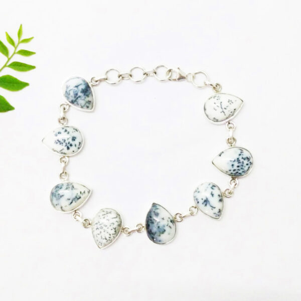 925 Sterling Silver Dendritic Opal Bracelet Handmade Jewelry Gemstone Birthstone Bracelet front picture