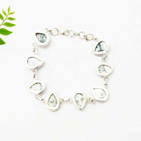 925 Sterling Silver Dendritic Opal Bracelet Handmade Jewelry Gemstone Birthstone Bracelet back picture