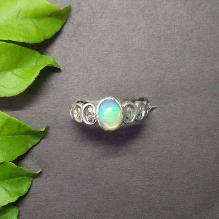 925 Sterling Silver Ethiopian Opal Ring, Handmade Jewelry, Gemstone Birthstone Ring, Gift For Women