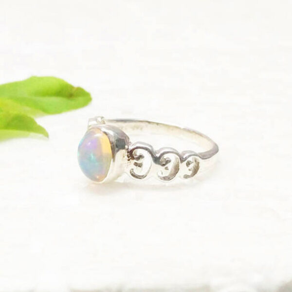 925 Sterling Silver Ethiopian Opal Ring Handmade Jewelry Gemstone Birthstone Ring side picture