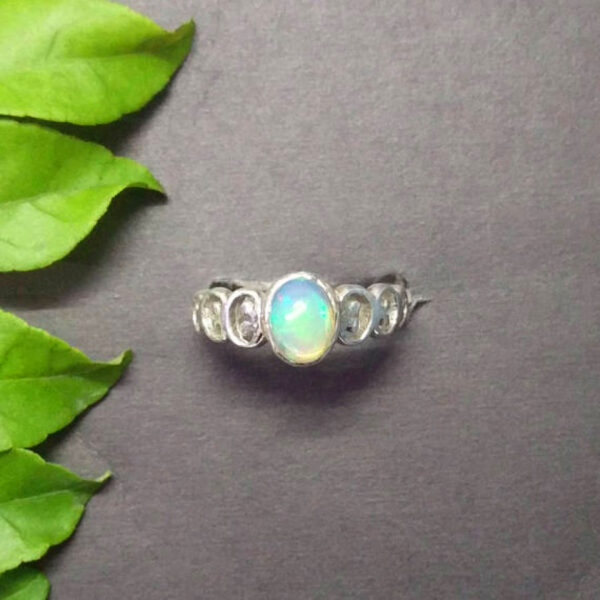 925 Sterling Silver Ethiopian Opal Ring Handmade Jewelry Gemstone Birthstone Ring front picture