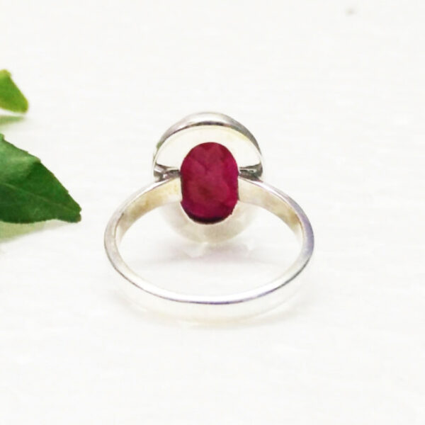 925 Sterling Silver Ruby Ring Handmade Jewelry Gemstone Birthstone Ring back picture