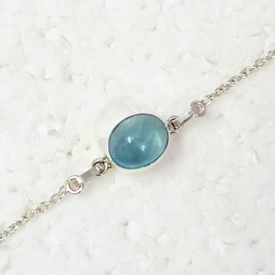 925 Sterling Silver Natural Aquamarine Bracelet, Handmade Jewelry, Gemstone Birthstone Bracelet, Gift For Her