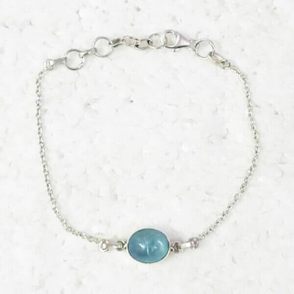 925 Sterling Silver Aquamarine Bracelet Handmade Jewelry Gemstone Birthstone Bracelet front picture