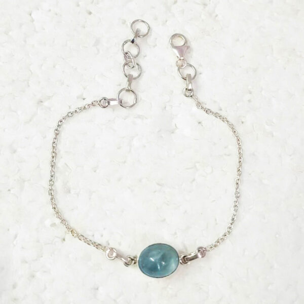 925 Sterling Silver Aquamarine Bracelet Handmade Jewelry Gemstone Birthstone Bracelet side picture