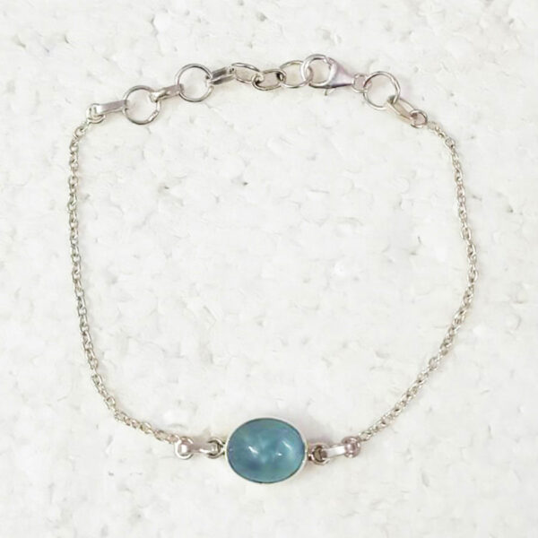 925 Sterling Silver Aquamarine Bracelet Handmade Jewelry Gemstone Birthstone Bracelet front picture