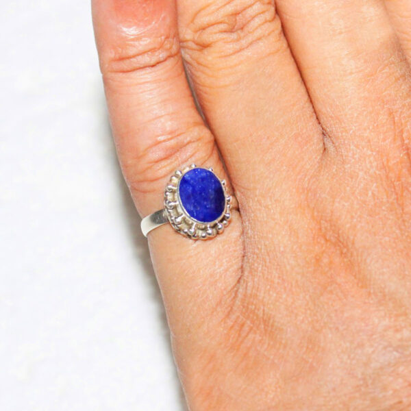 925 Sterling Silver Blue Sapphire Ring Handmade Jewelry Gemstone Birthstone Ring hand picture