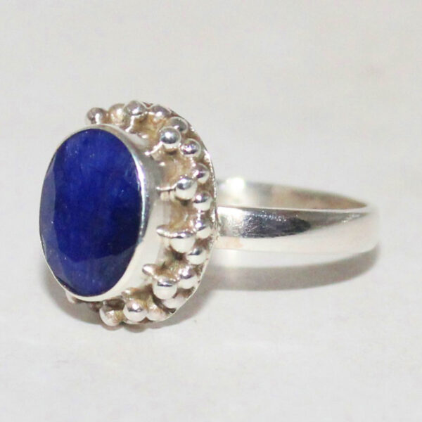 925 Sterling Silver Blue Sapphire Ring Handmade Jewelry Gemstone Birthstone Ring side picture