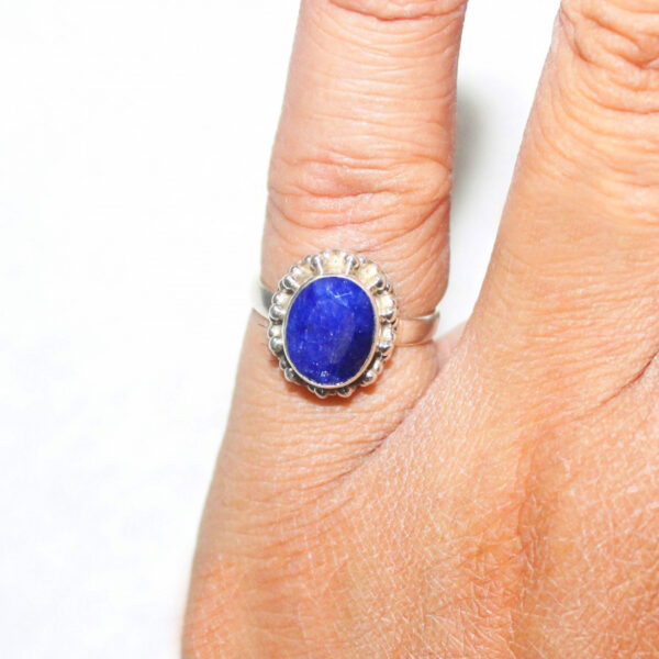 925 Sterling Silver Blue Sapphire Ring Handmade Jewelry Gemstone Birthstone Ring hand picture