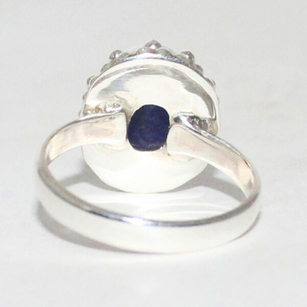 925 Sterling Silver Blue Sapphire Ring Handmade Jewelry Gemstone Birthstone Ring back picture