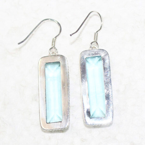 925 Sterling Silver Blue Topaz Earrings Handmade Jewelry Gemstone Birthstone Earrings back picture