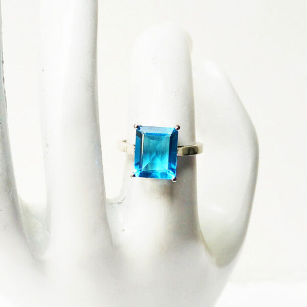 925 Sterling Silver Blue Topaz Ring Handmade Jewelry Gemstone Birthstone Ring hand picture