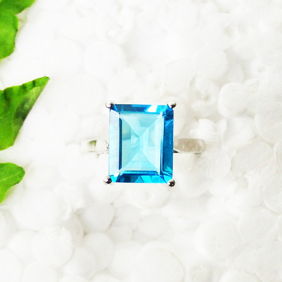 925 Sterling Silver Blue Topaz Ring, Handmade Jewelry, Gemstone Birthstone Ring, Gift For Her
