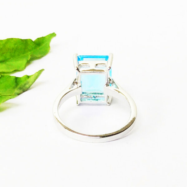 925 Sterling Silver Blue Topaz Ring Handmade Jewelry Gemstone Birthstone Ring back picture
