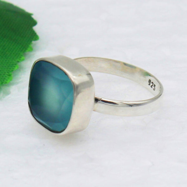 925 Sterling Silver Chalcedony Ring Handmade Jewelry Gemstone Birthstone Ring side picture