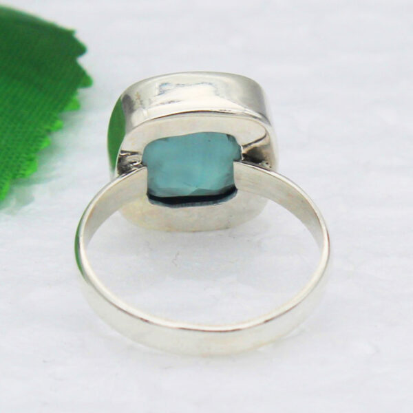 925 Sterling Silver Chalcedony Ring Handmade Jewelry Gemstone Birthstone Ring back picture