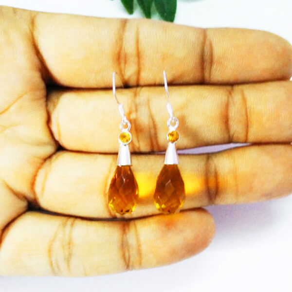 925 Sterling Silver Citrine Earrings Handmade Jewelry Gemstone Birthstone Earrings hand picture