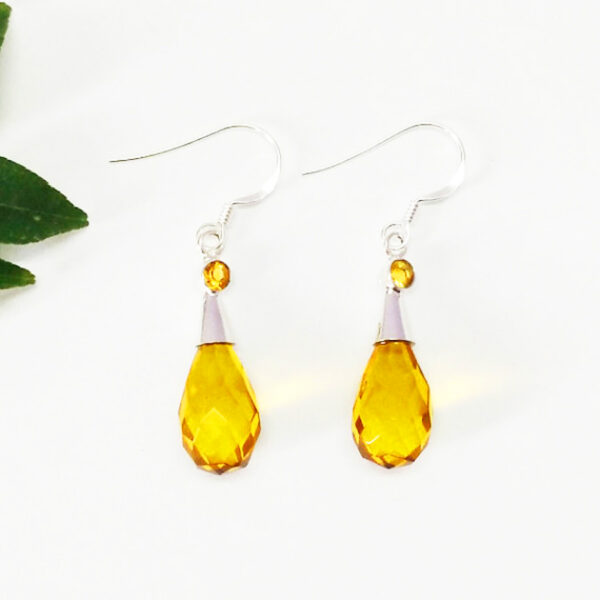 925 Sterling Silver Citrine Earrings Handmade Jewelry Gemstone Birthstone Earrings side picture