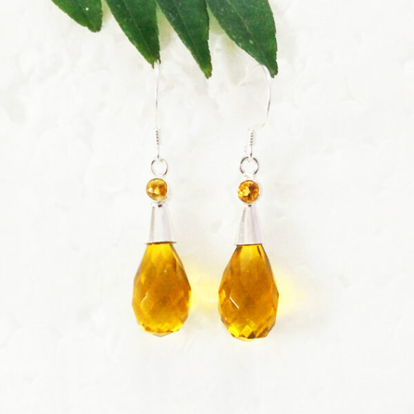 925 Sterling Silver Citrine Earrings Handmade Jewelry Gemstone Birthstone Earrings front picture