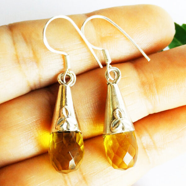 925 Sterling Silver Citrine Pendant Earrings Set Handmade Jewelry Gemstone Birthstone Earrings hand picture