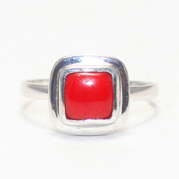 925 Sterling Silver Coral Ring Handmade Jewelry Gemstone Birthstone Ring front picture