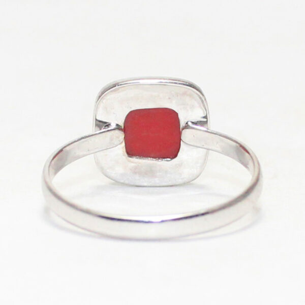 925 Sterling Silver Coral Ring Handmade Jewelry Gemstone Birthstone Ring back picture
