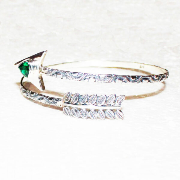 925 Sterling Silver Emerald Arm Cuff Bracelet Handmade Jewelry Gemstone Birthstone Bracelet side picture