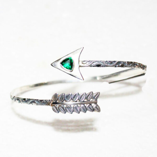 925 Sterling Silver Emerald Arm Cuff Bracelet Handmade Jewelry Gemstone Birthstone Bracelet