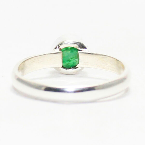 925 Sterling Silver Emerald Ring Handmade Jewelry Gemstone Birthstone Ring back picture