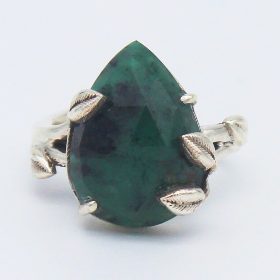 925 Sterling Silver Natural Emerald Ring, Handmade Jewelry, Gemstone Birthstone Ring, Gift For Women