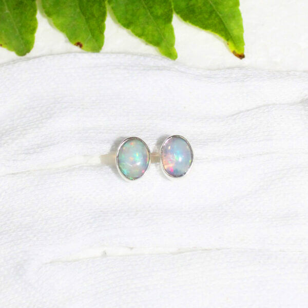 925 Sterling Silver Ethiopian Opal Earrings Handmade Jewelry Gemstone Birthstone Earrings hand picture