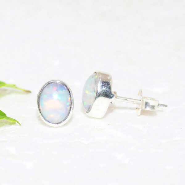 925 Sterling Silver Ethiopian Opal Earrings Handmade Jewelry Gemstone Birthstone Earrings side picture