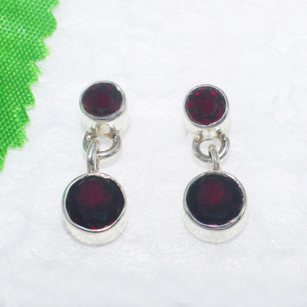 925 Sterling Silver Garnet Earrings Handmade Jewelry Gemstone Birthstone Earrings front picture